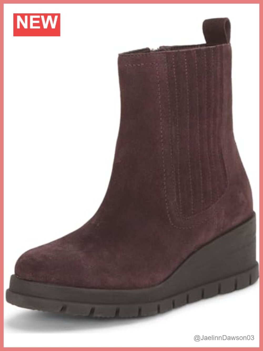Wedge Chelsea Ankle Boots Distressed Suede Zip Chunky Heel